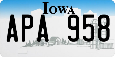 IA license plate APA958