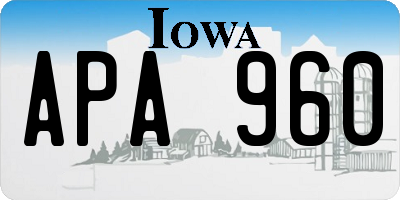 IA license plate APA960
