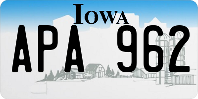 IA license plate APA962