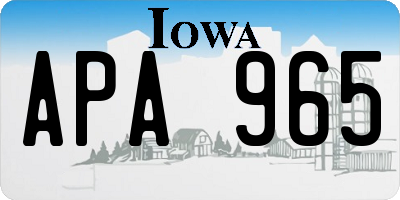 IA license plate APA965