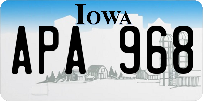 IA license plate APA968