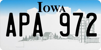 IA license plate APA972