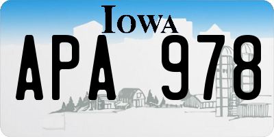 IA license plate APA978