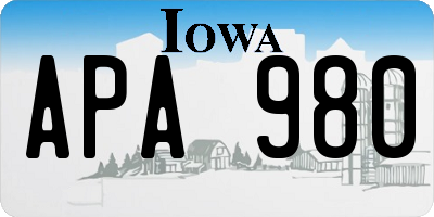 IA license plate APA980