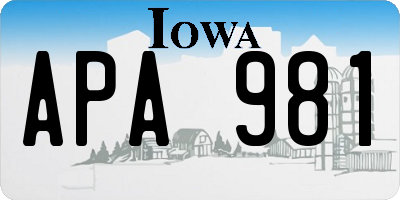 IA license plate APA981