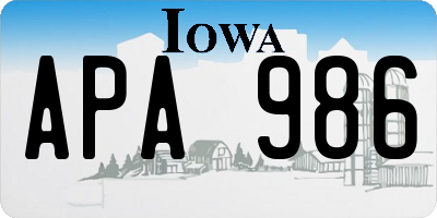 IA license plate APA986
