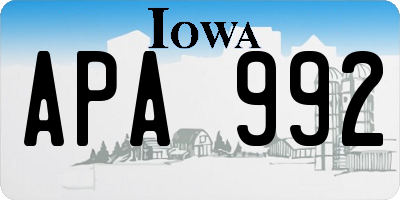 IA license plate APA992