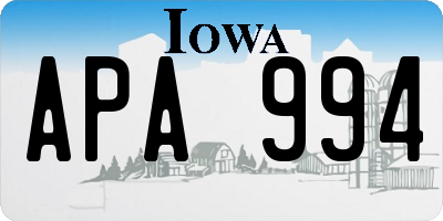 IA license plate APA994