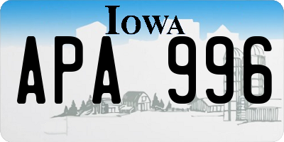 IA license plate APA996