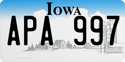 IA license plate APA997