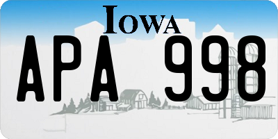 IA license plate APA998