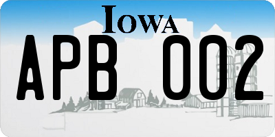 IA license plate APB002