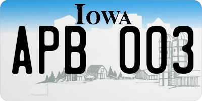 IA license plate APB003