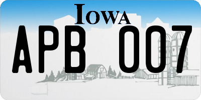 IA license plate APB007