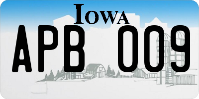 IA license plate APB009