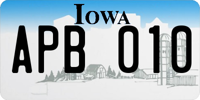 IA license plate APB010