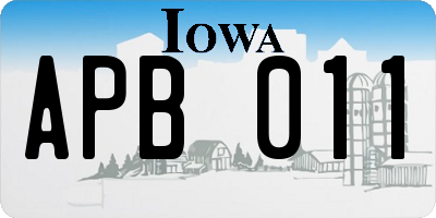 IA license plate APB011