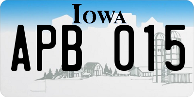 IA license plate APB015
