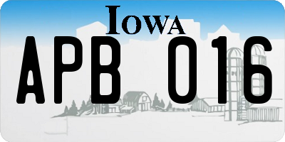 IA license plate APB016