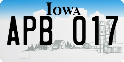 IA license plate APB017