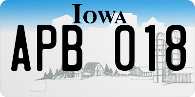 IA license plate APB018