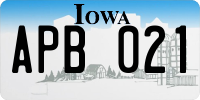 IA license plate APB021