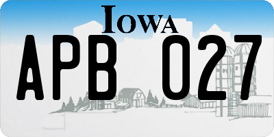 IA license plate APB027