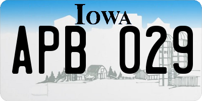 IA license plate APB029