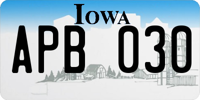 IA license plate APB030