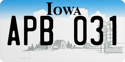 IA license plate APB031