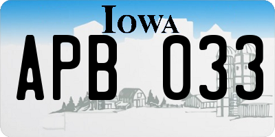 IA license plate APB033