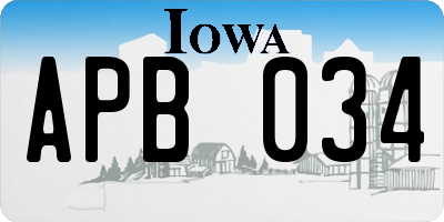 IA license plate APB034