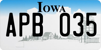 IA license plate APB035