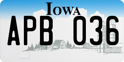 IA license plate APB036