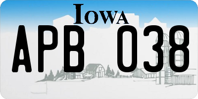 IA license plate APB038