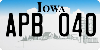 IA license plate APB040