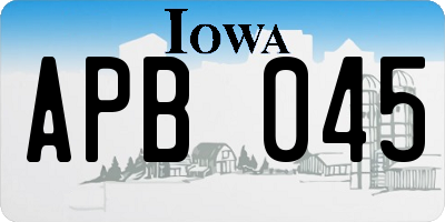 IA license plate APB045