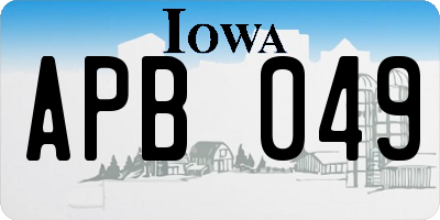 IA license plate APB049