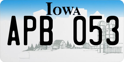 IA license plate APB053