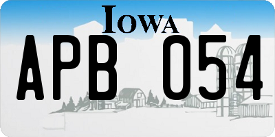 IA license plate APB054
