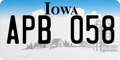 IA license plate APB058