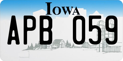 IA license plate APB059
