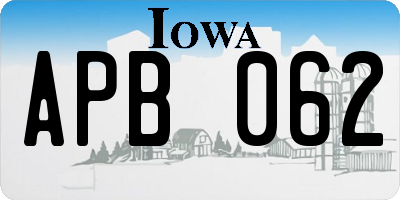 IA license plate APB062