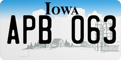 IA license plate APB063