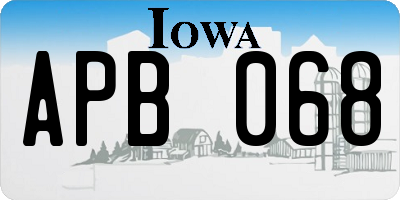 IA license plate APB068