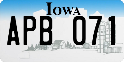 IA license plate APB071