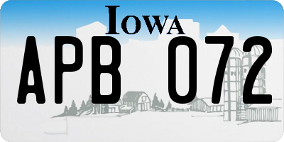 IA license plate APB072