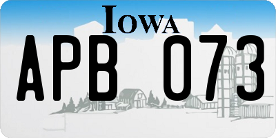 IA license plate APB073
