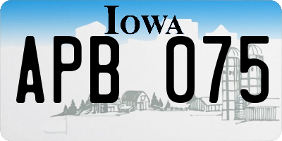 IA license plate APB075