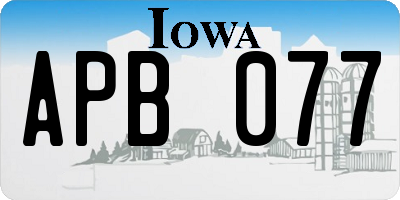 IA license plate APB077